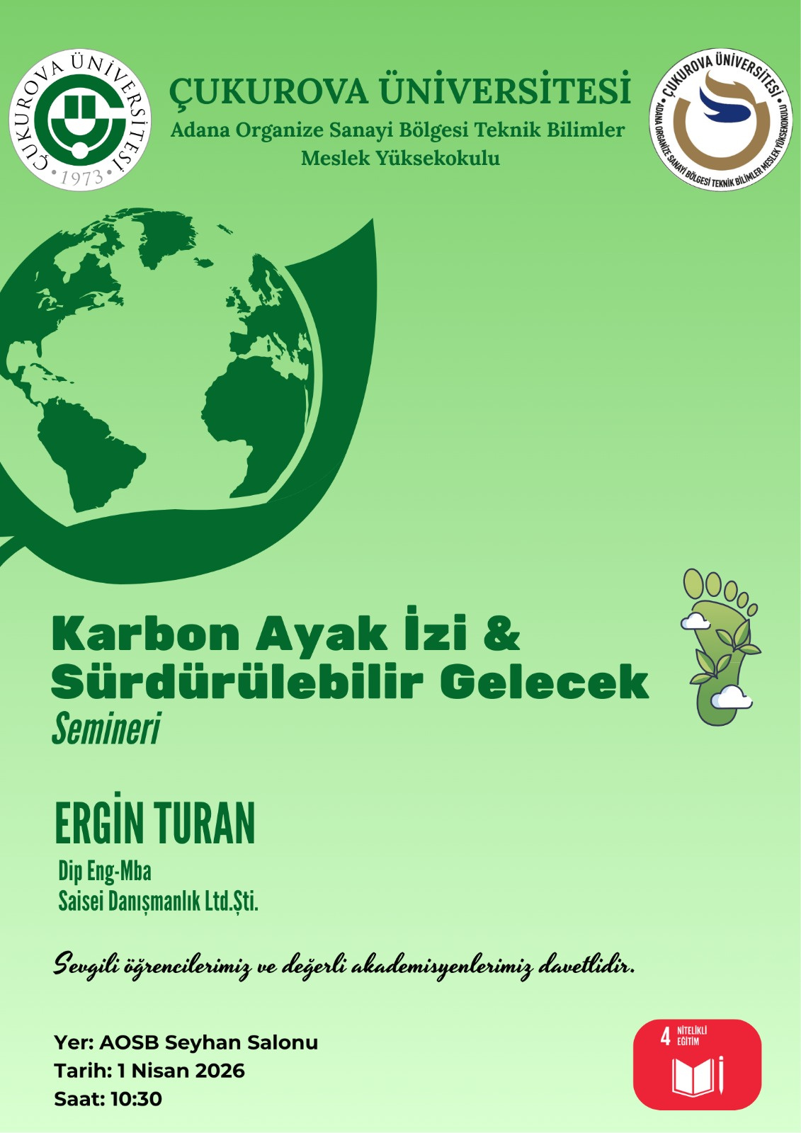 KARBON AYAK İZİ & SÜRDÜRÜLEBİLİR GELECEK SEMİNERİ